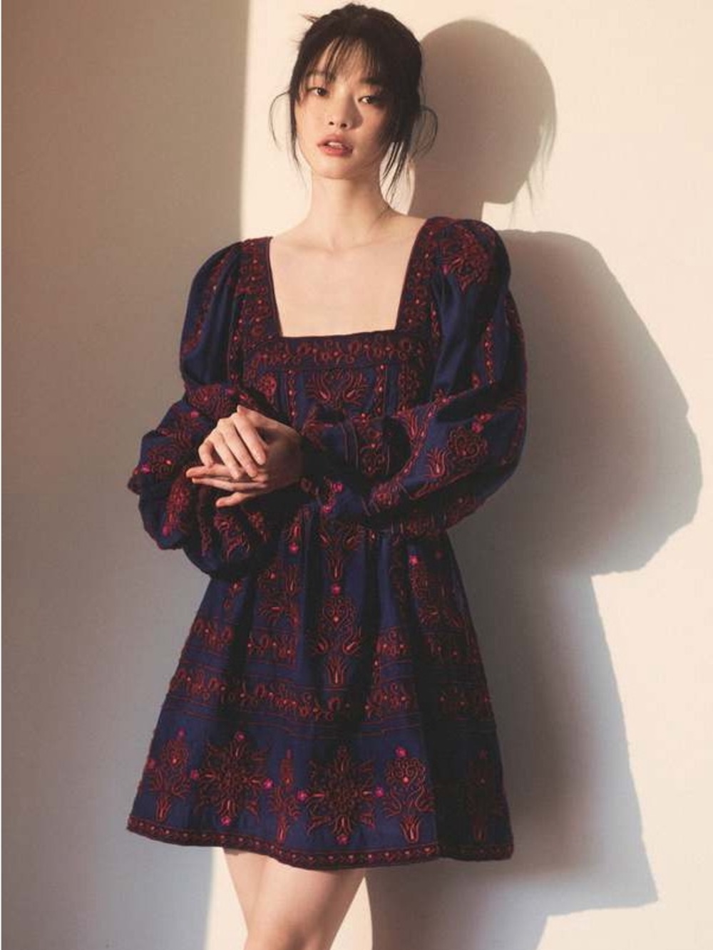 Sea New York Petunia Embroidered Square-Neck Dress